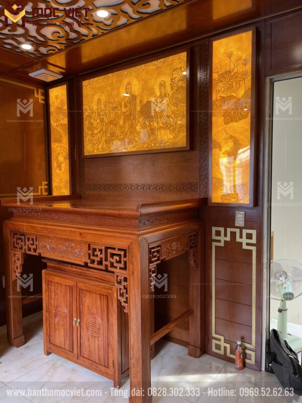 Thiết kế bàn thờ hiện đại, có thêm tủ phía dưới, tăng công năng sử dụng