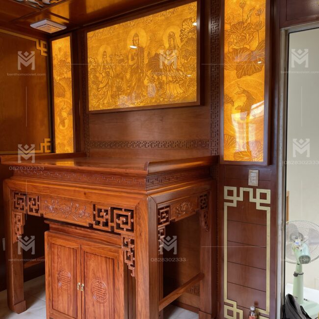 Thiết kế bàn thờ hiện đại, có thêm tủ phía dưới, tăng công năng sử dụng