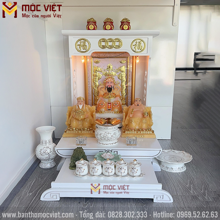 Bàn thờ thần tài màu trắng đẹp