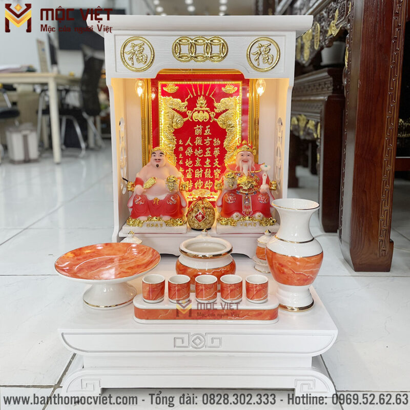 Bàn thờ thần tài hiện đại màu trắng