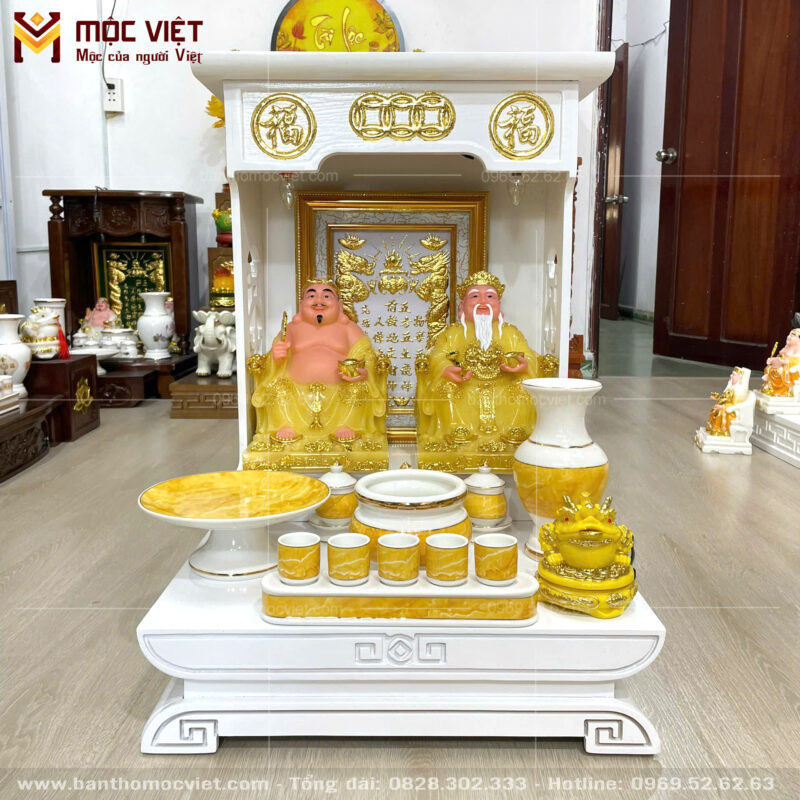 bàn thờ thần tài màu trắng đẹp