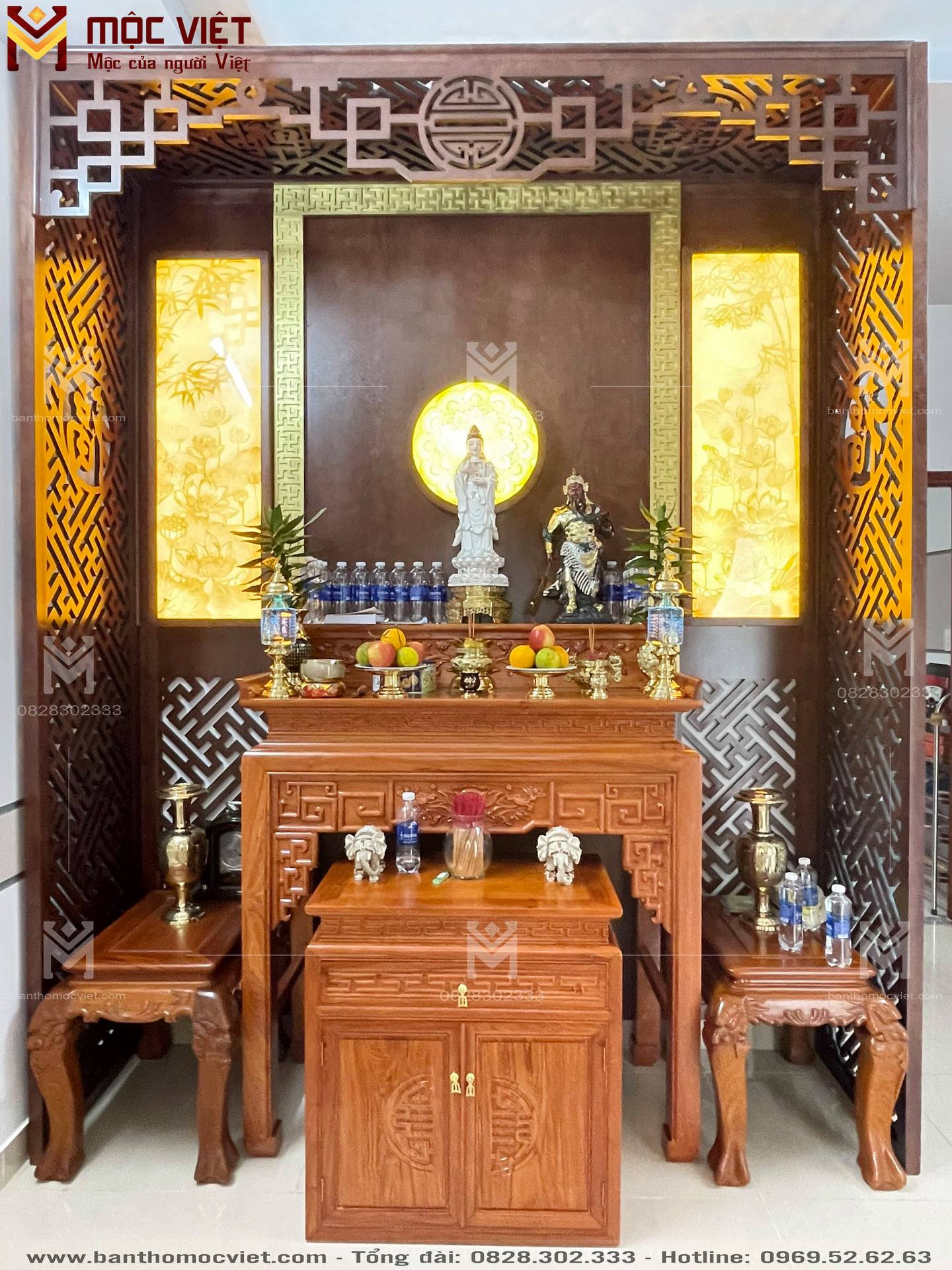 Mẫu phòng thờ phật đẹp bằng gỗ hương