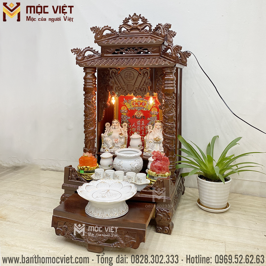 Bàn thờ thần tài mái chùa mẫu BTT-3023 2 Tt Go Mai Chua2