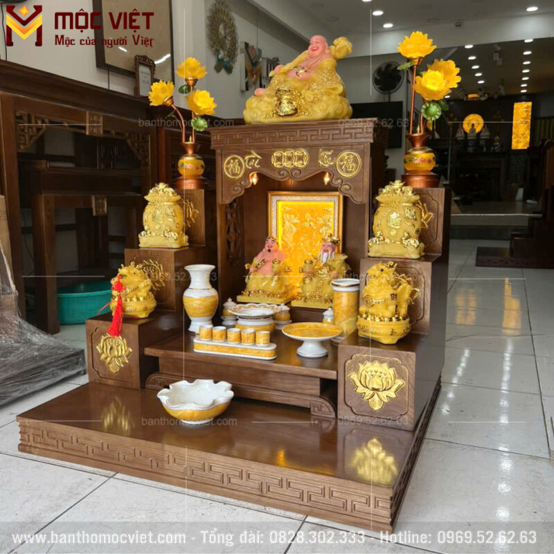 Combo thần tài hiện đại mẫu BTT-3017 11 combo bàn thờ thần tài gỗ sồi