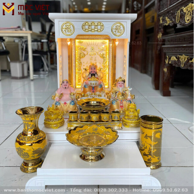 Bàn thờ ông địa thần tài màu trắng hiện đại