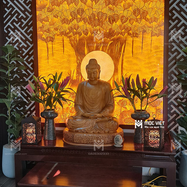Không Gian Thờ Phật Và Ngồi Thiền Tỉnh Tâm Trang Nghiêm