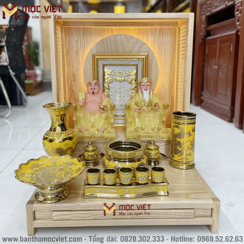 Hào quang led làm nổi bật không gian thờ ông địa thần tài