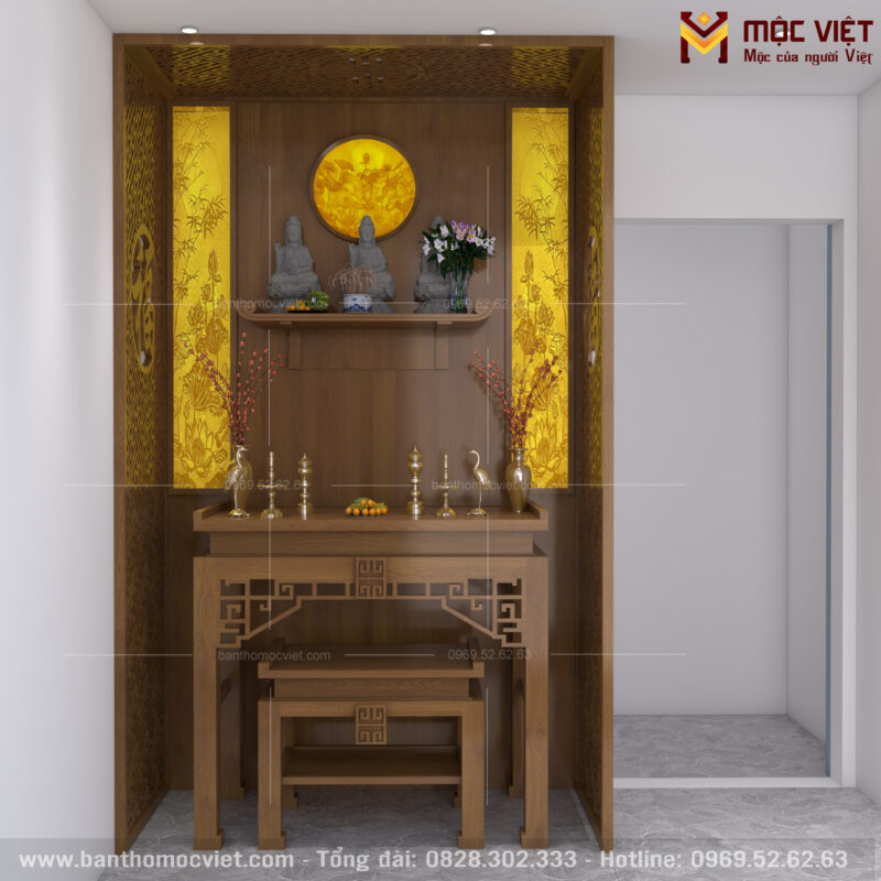 Mẫu bàn thờ hiện đại đẹp thờ phật và gia tiên