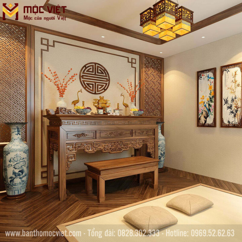 Mẫu bàn thờ như ý hiện đại trang nghiêm