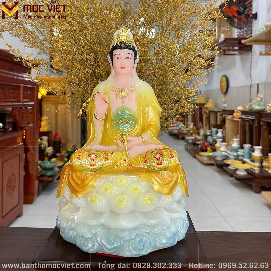 Mẫu tượng phật Quan Âm màu Vàng Gấm
