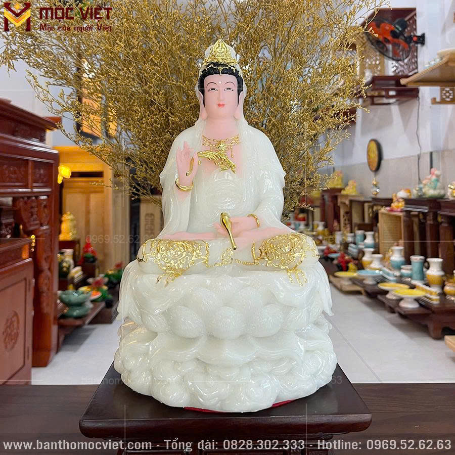 Mẫu tượng phật Quan Âm màu trắng đẹp