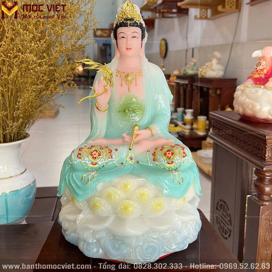 Mẫu tượng phật quan âm màu xanh