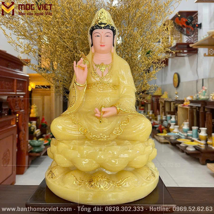 mẫu tượng phật Quan Âm màu vàng