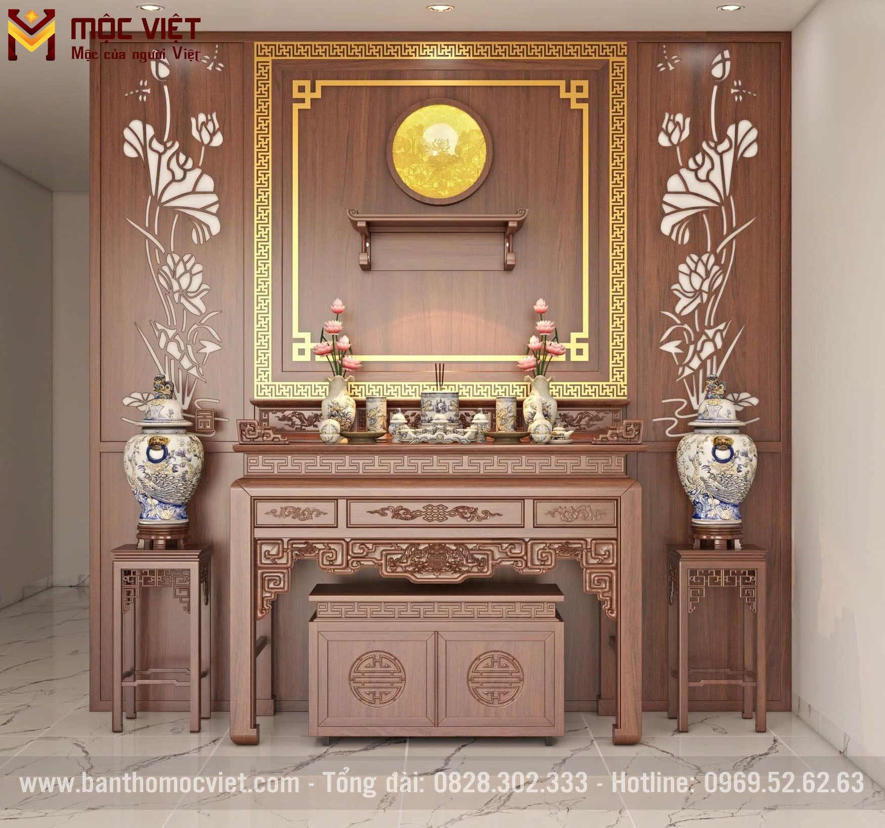 Mẫu bàn thờ gỗ đẹp hiện đại