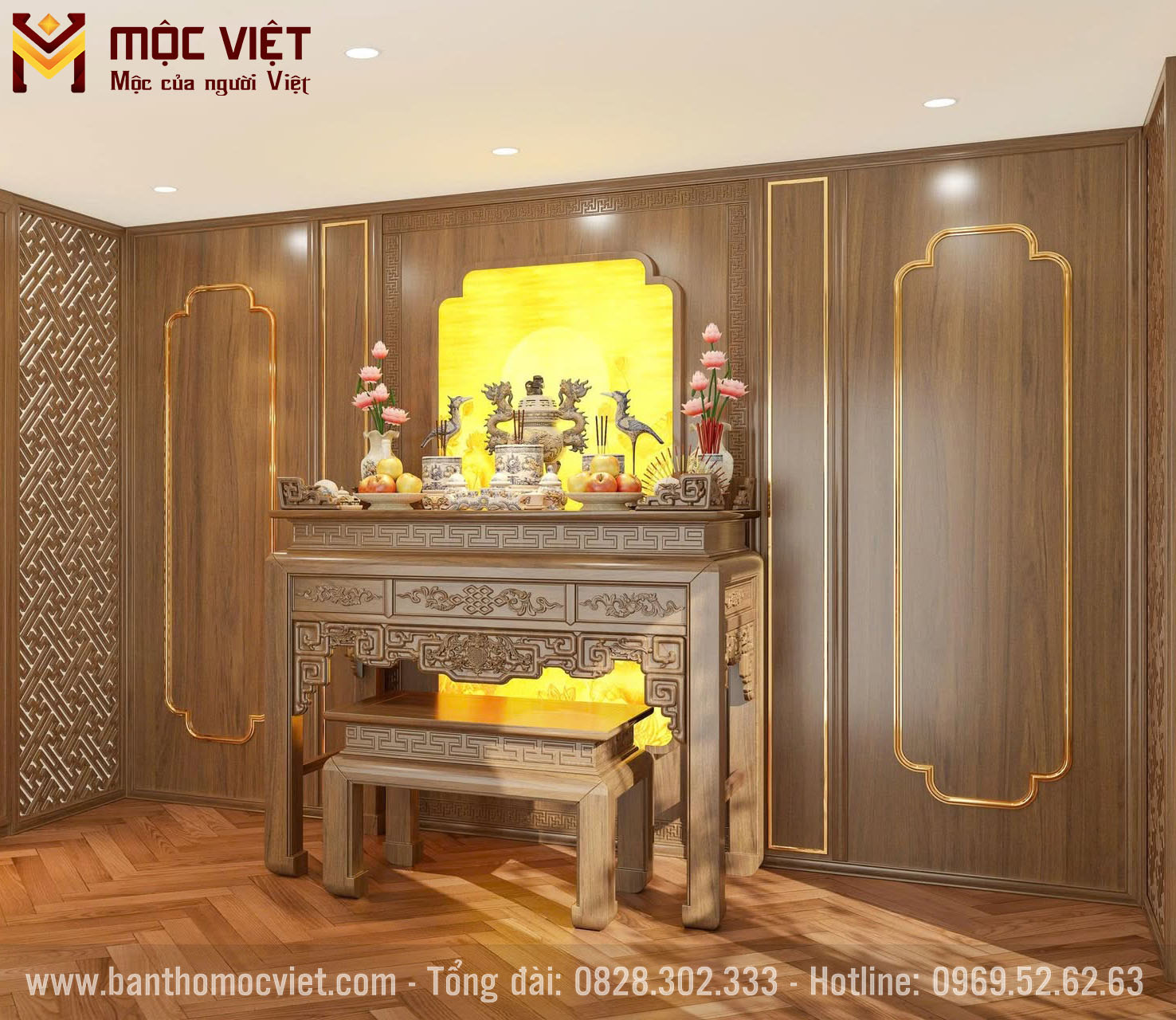 Phòng thờ hiện đại ấm cúng