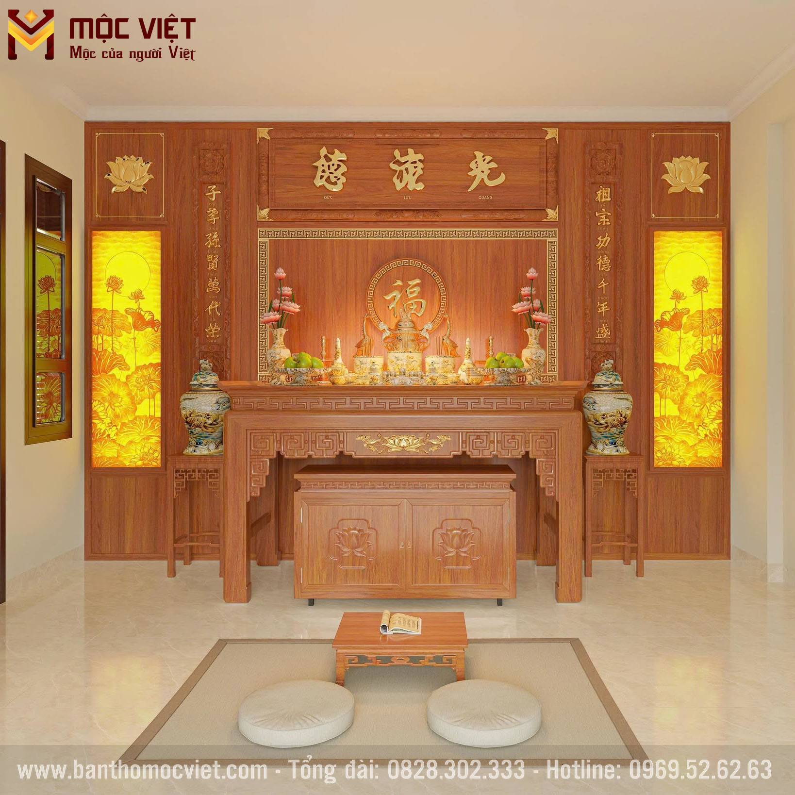 Thiết kế phòng thờ gỗ đẹp